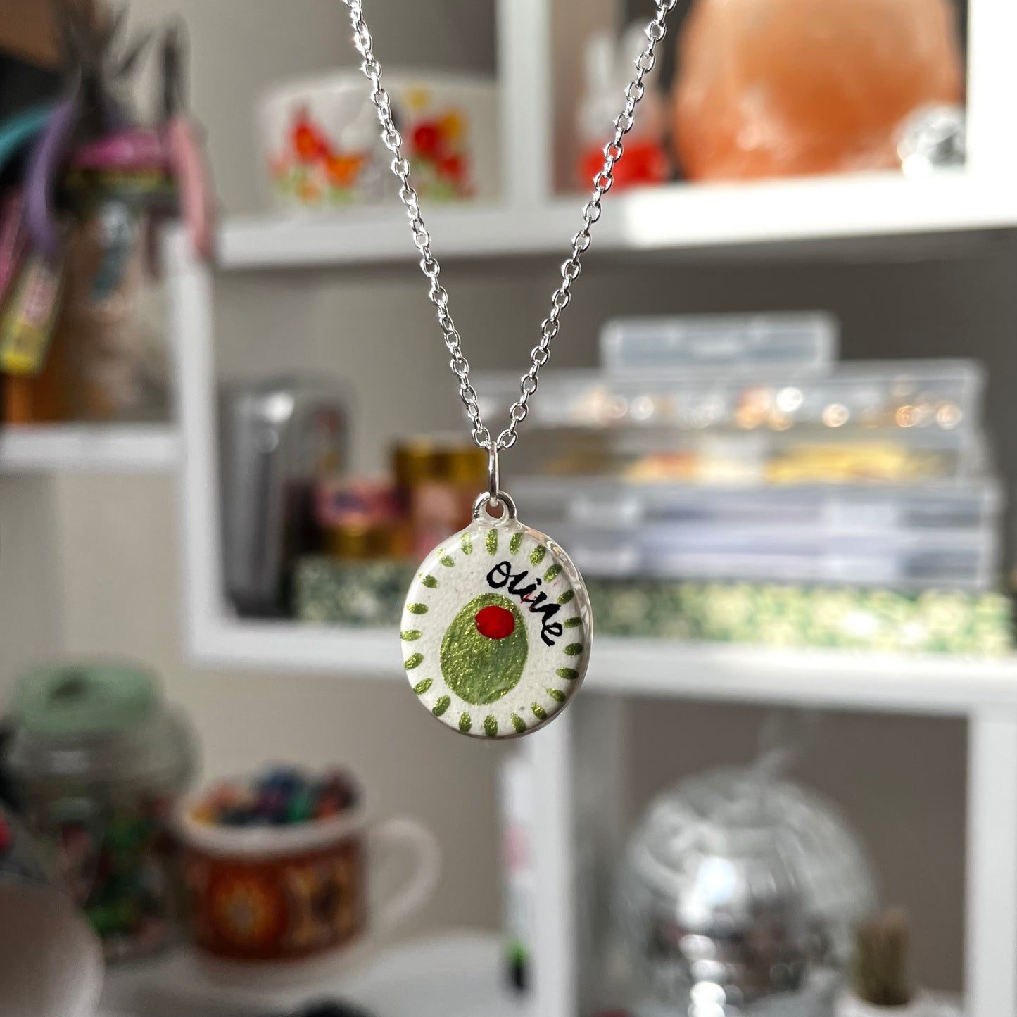 ‘olive’ clay necklace (silver)