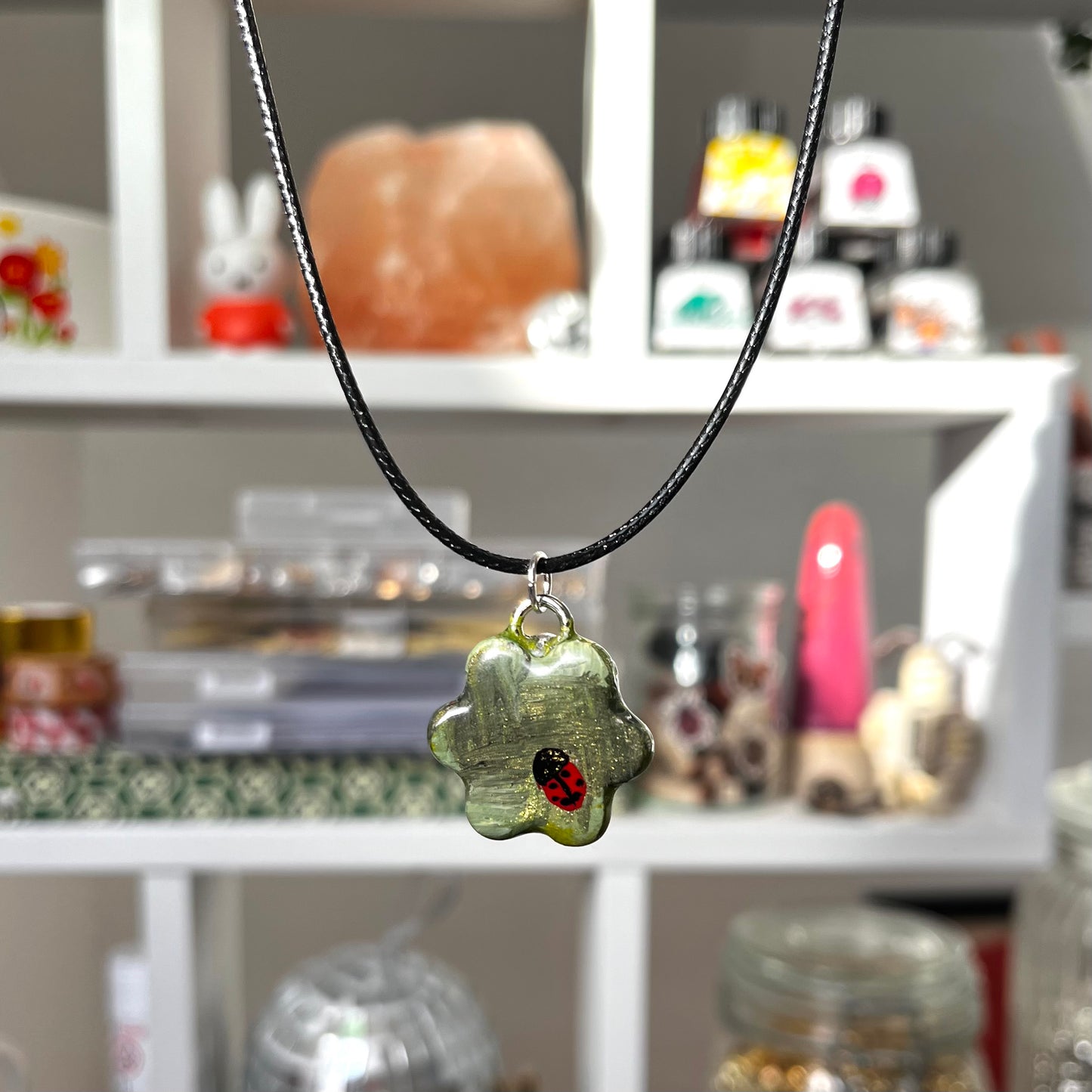 ‘ladybird’ clay necklace (silver)