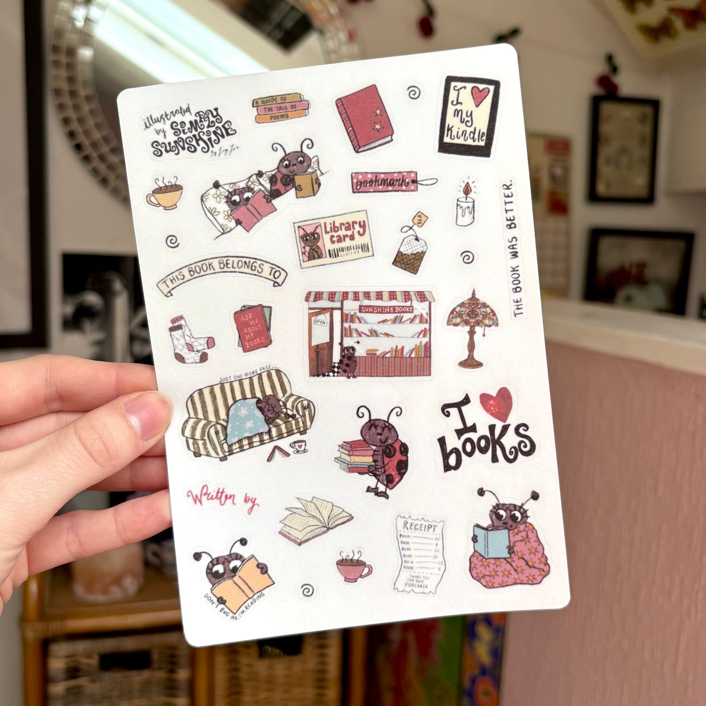 ‘i love books’ sticker sheet