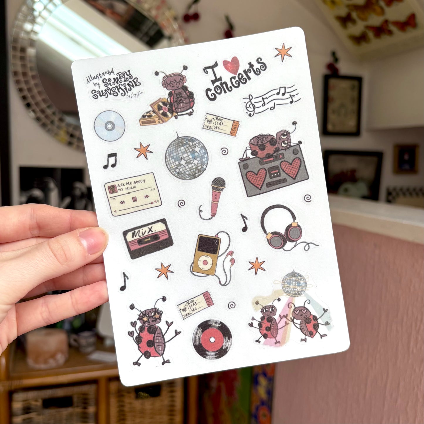 ‘i love music’ sticker sheet