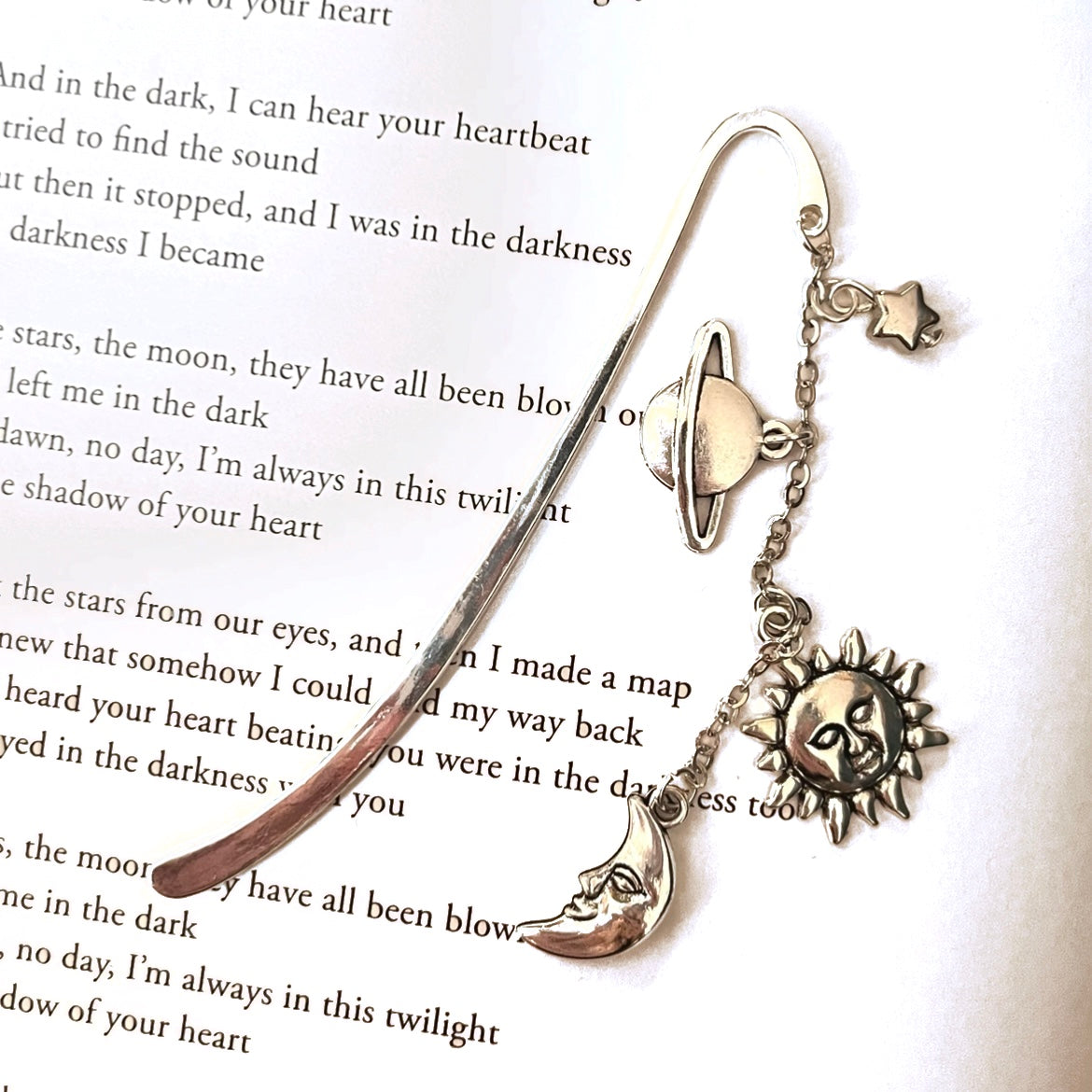 ‘sun, moon & the stars’ bookmark (silver)