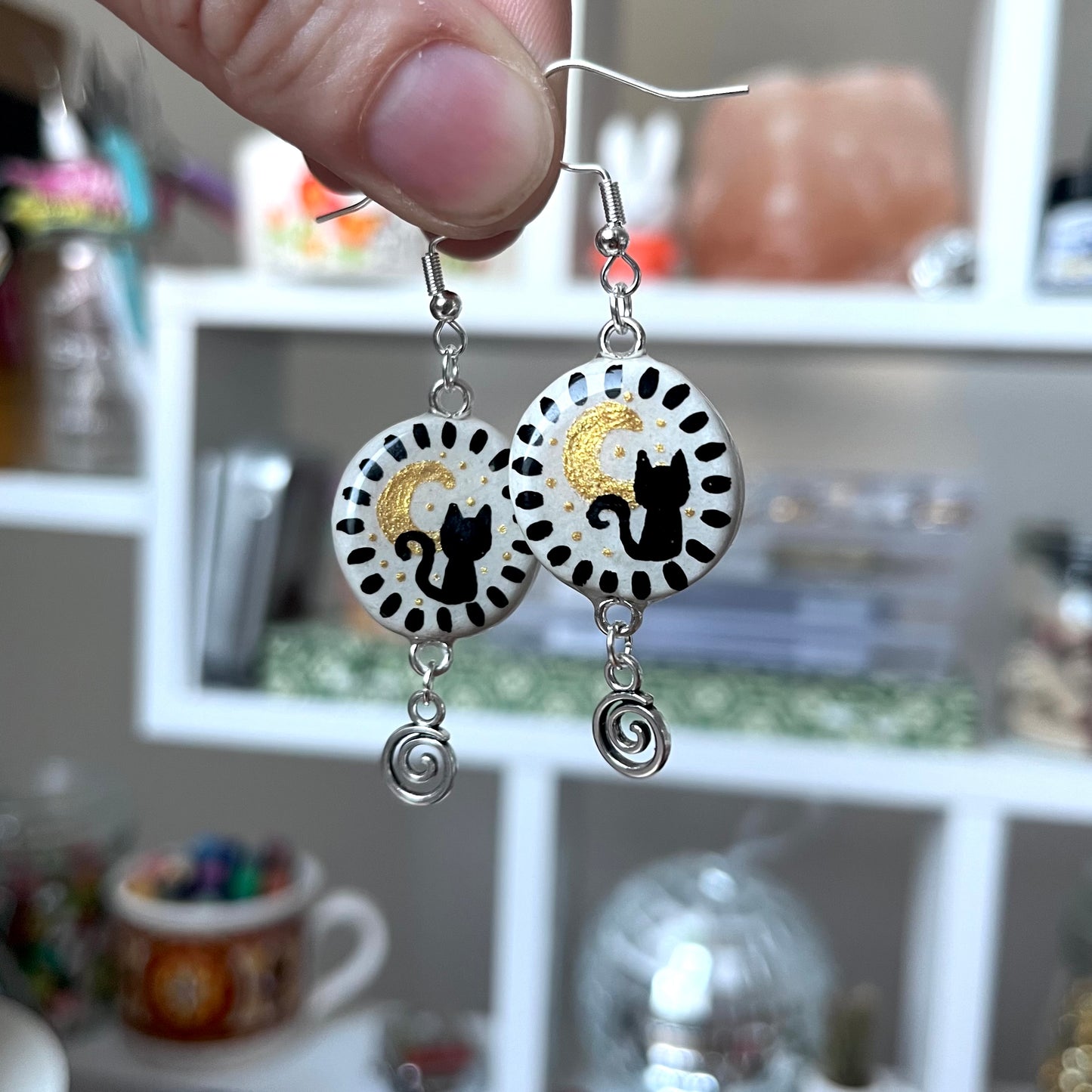 ‘midnight cat’ earrings (silver)