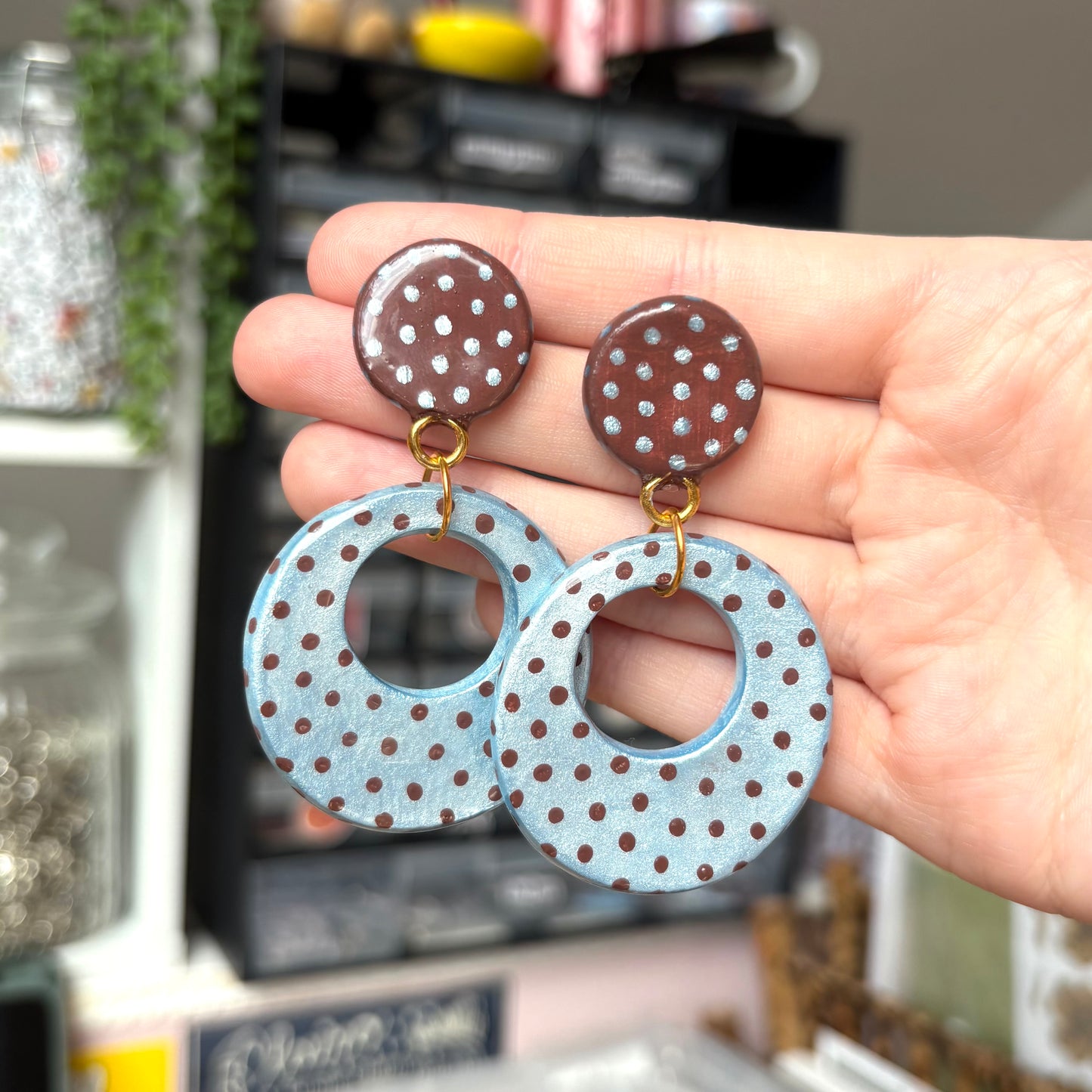 ‘polka dots!’ earrings (blue)