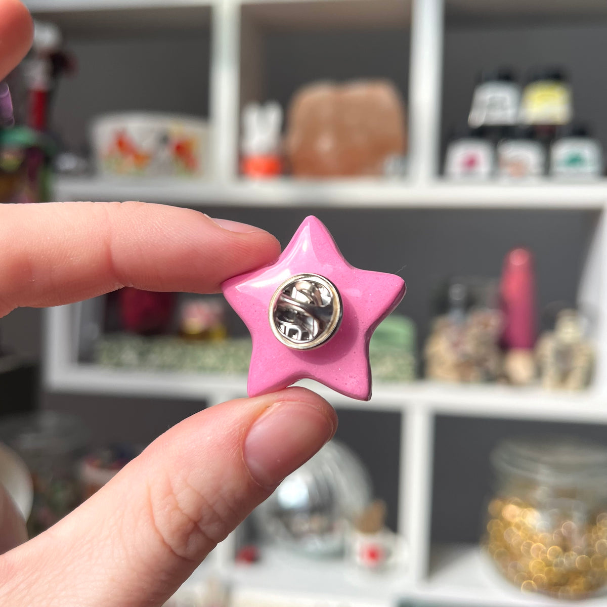 ‘lucky star’ clay pin (stripe)
