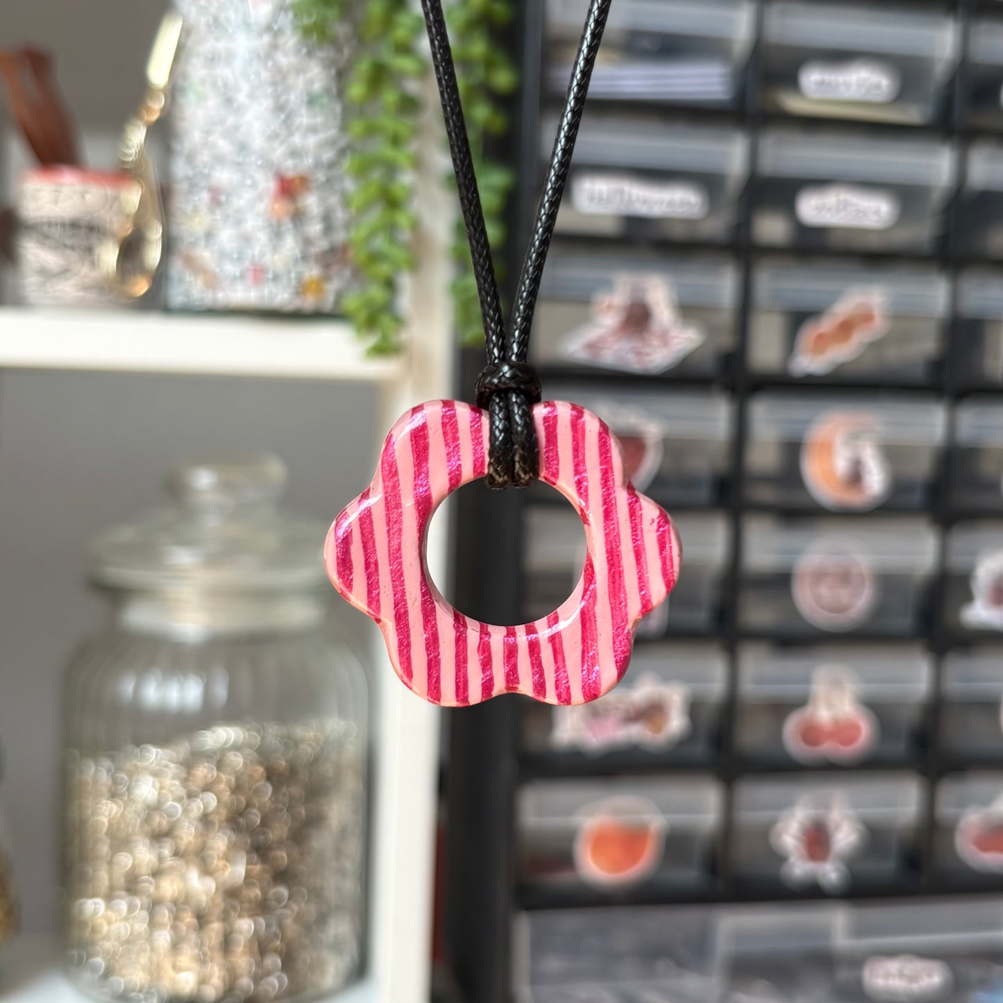 ‘stripes’ clay necklace