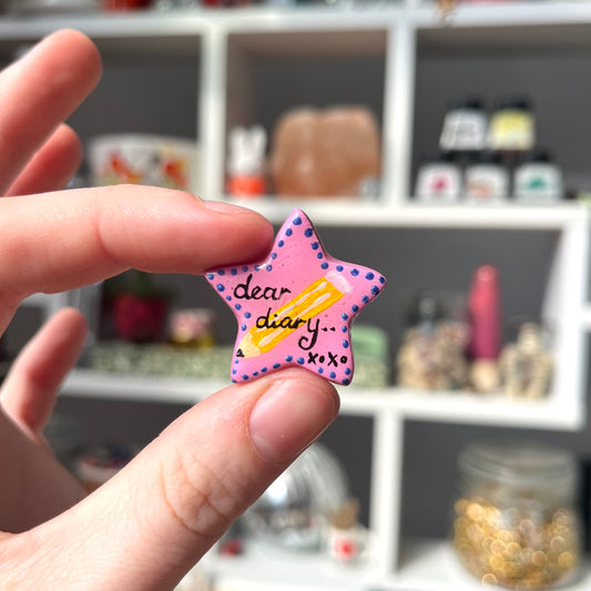 ‘dear diary..’ clay pin