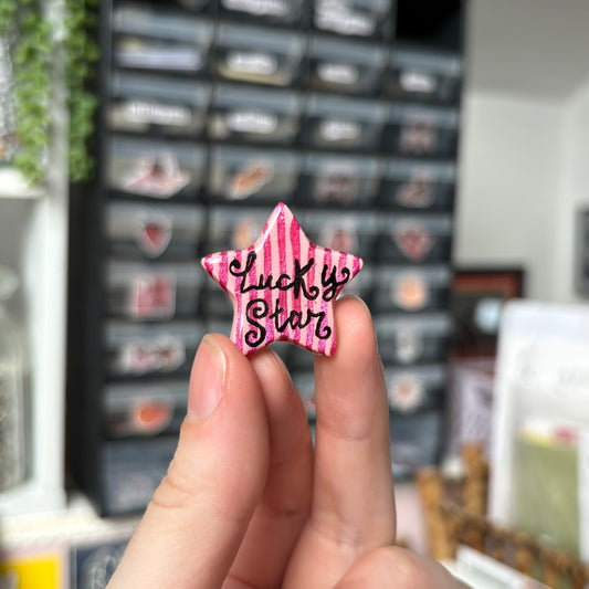 ‘lucky star’ clay pin (stripe)