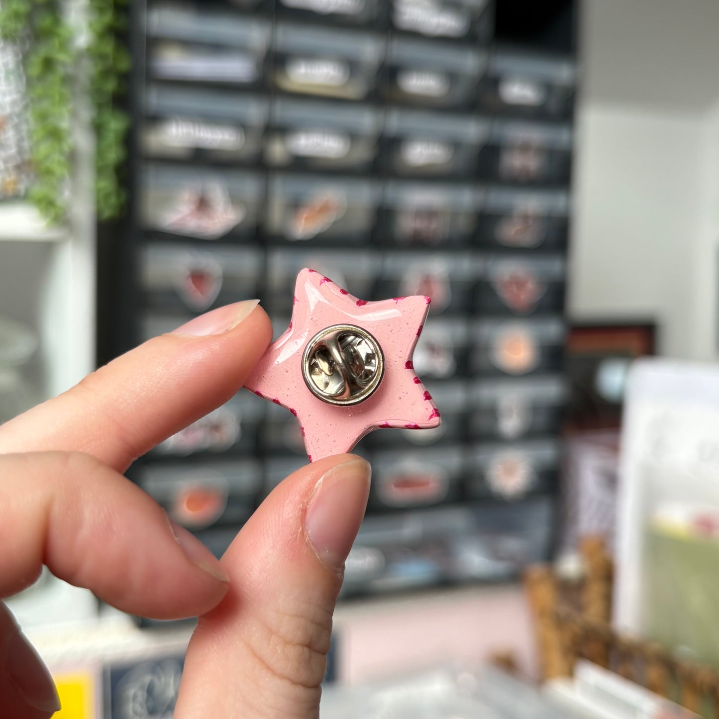 ‘lucky star’ clay pin (stripe)