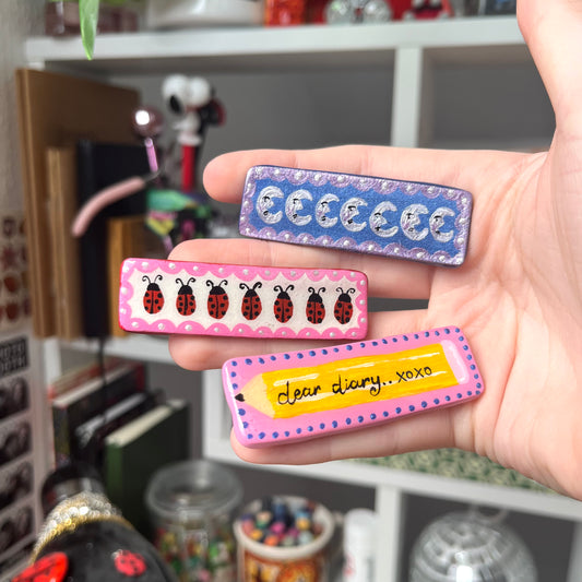 clay hair clips!!