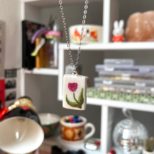 ‘may’ clay necklace (silver)