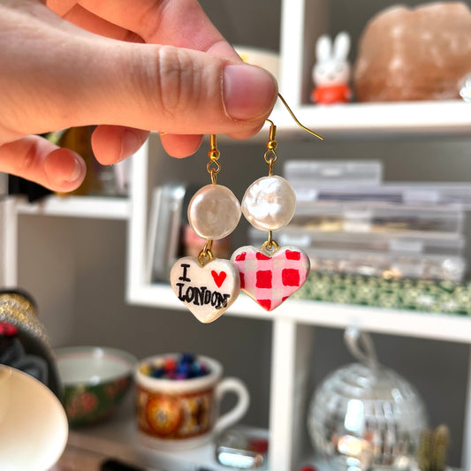 ‘i love london’ clay earrings