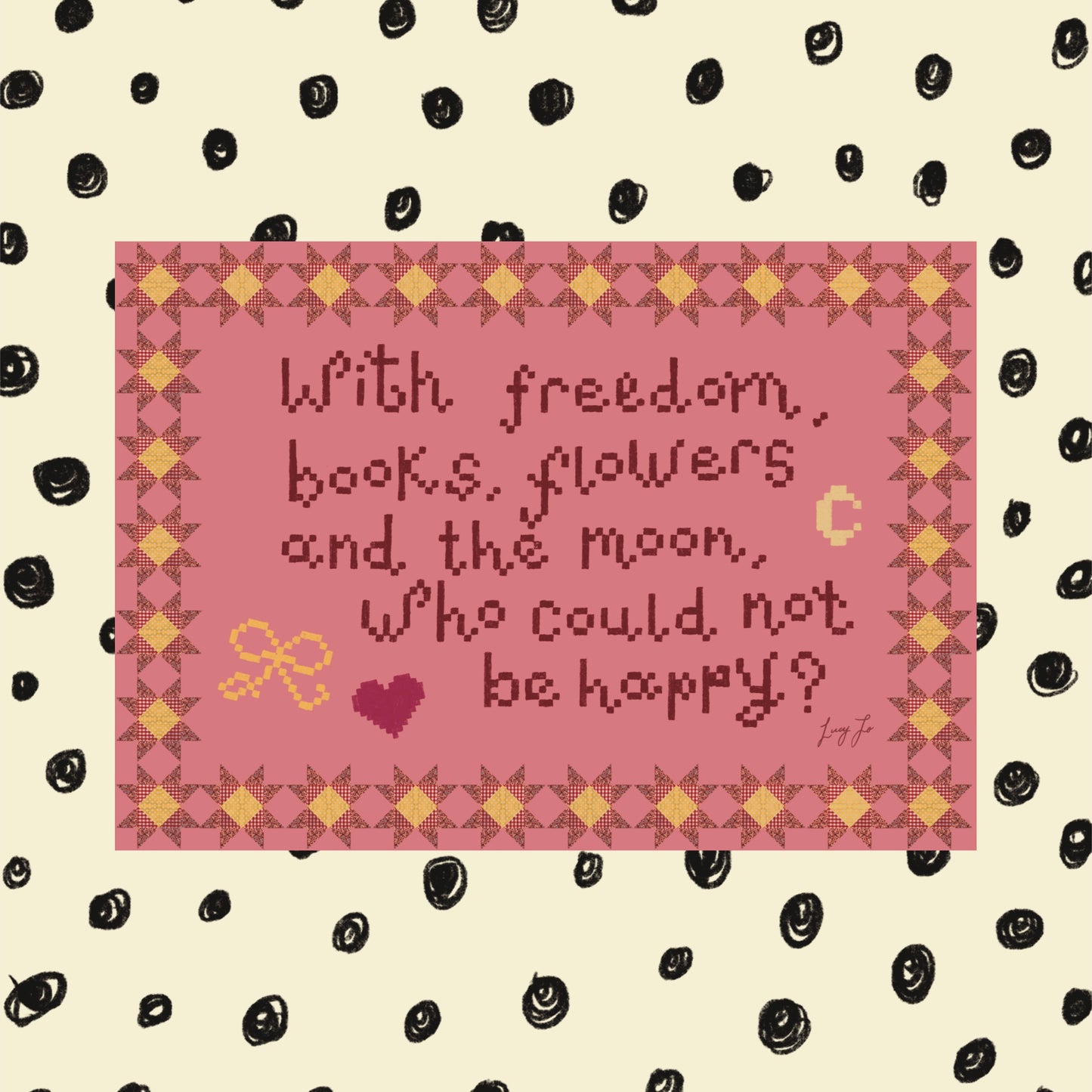 ‘who could not be happy?’ print (pink)