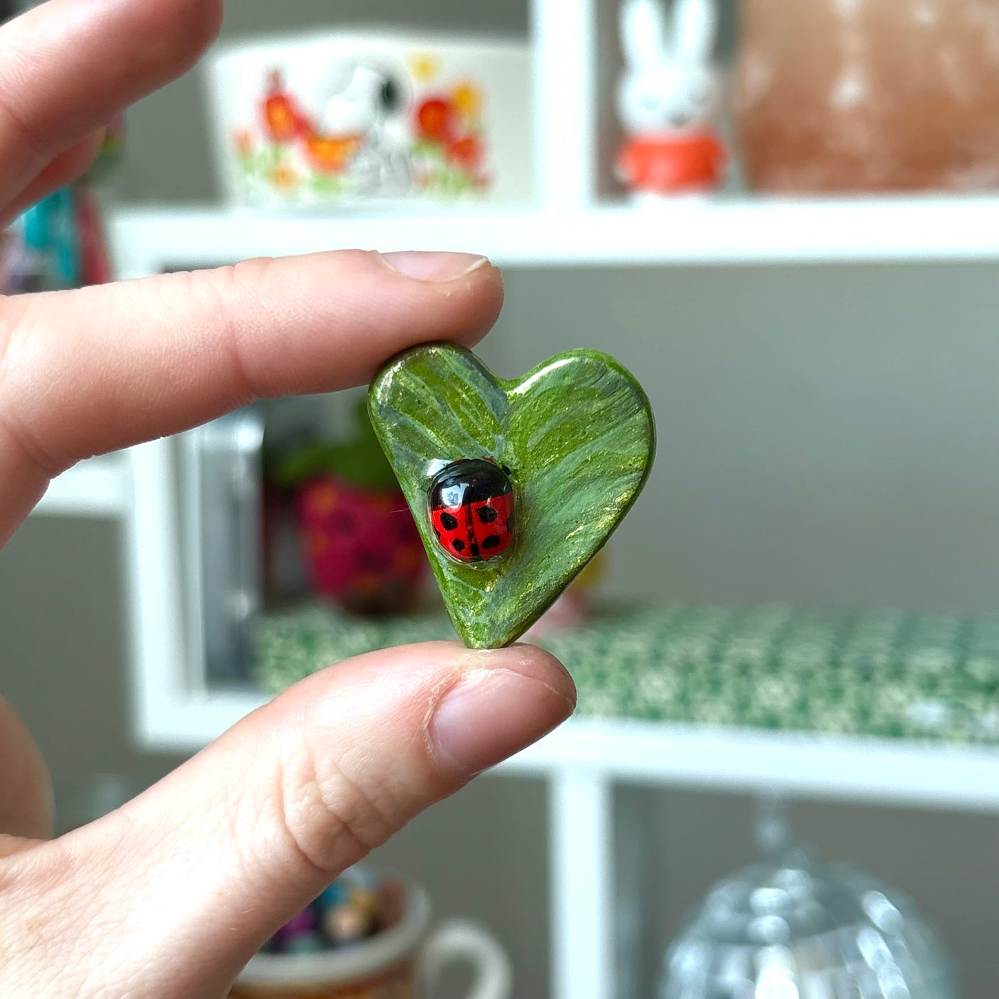 ‘bug on leaf’ clay pin (no.2)