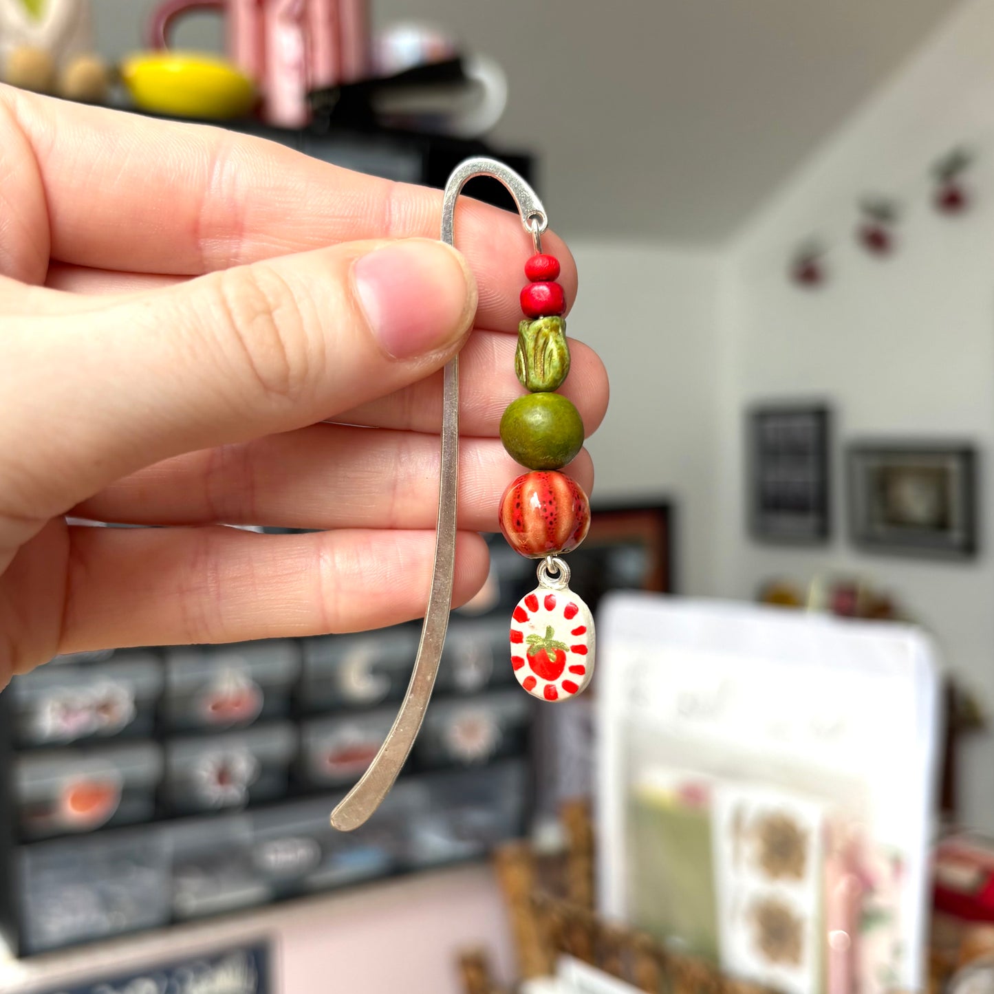 ‘tomato’ charm bookmark (silver)