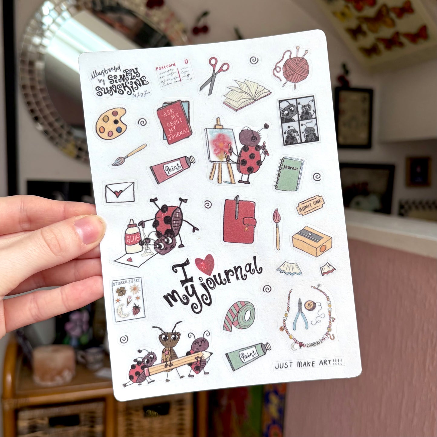‘i love art’ sticker sheet
