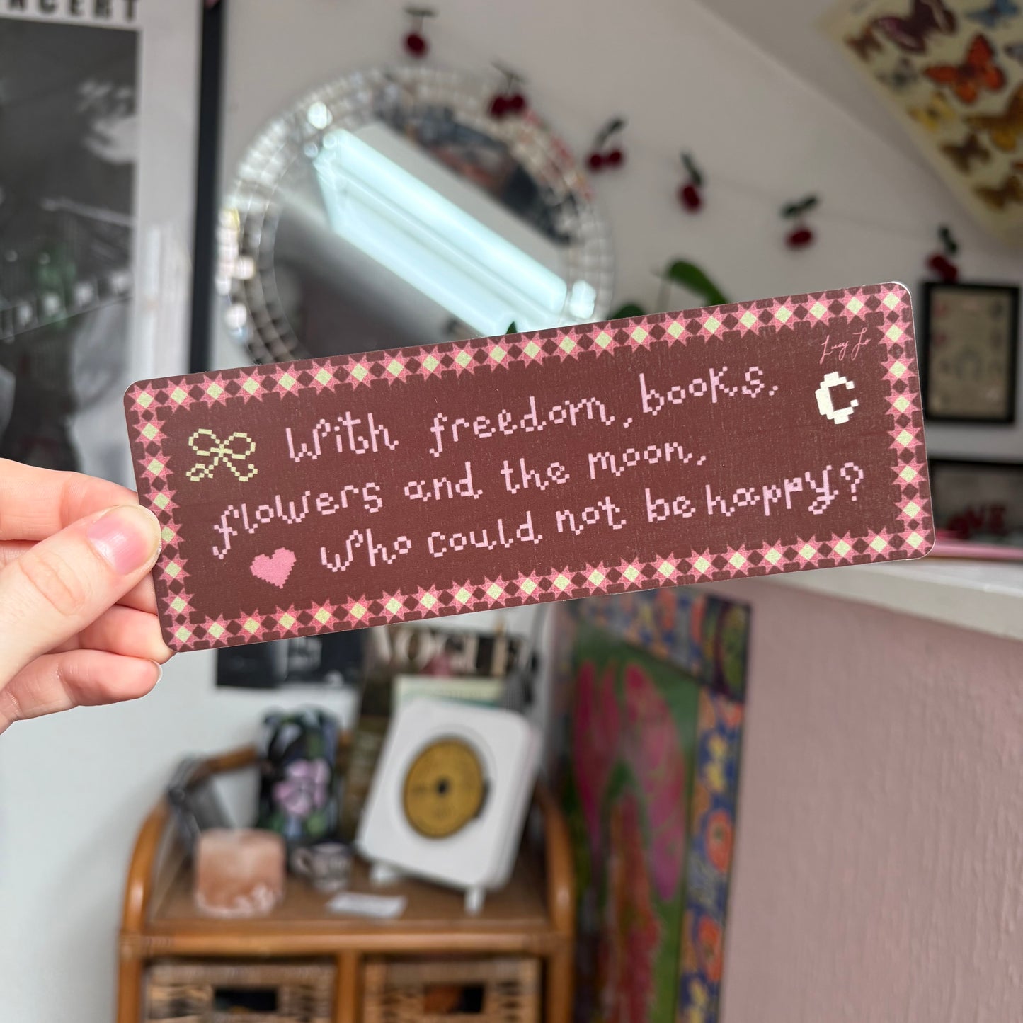 ‘who could not be happy?’ bookmark (brown)