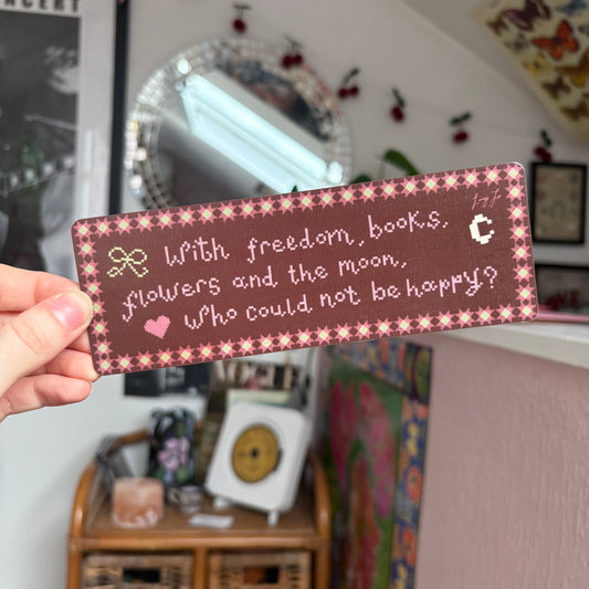 ‘who could not be happy?’ bookmark (brown)