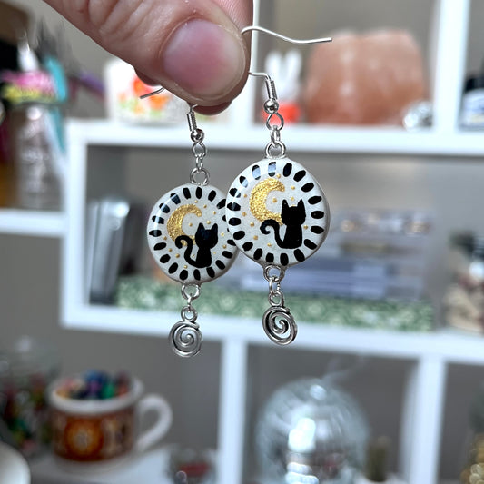 ‘midnight cat’ earrings (silver)