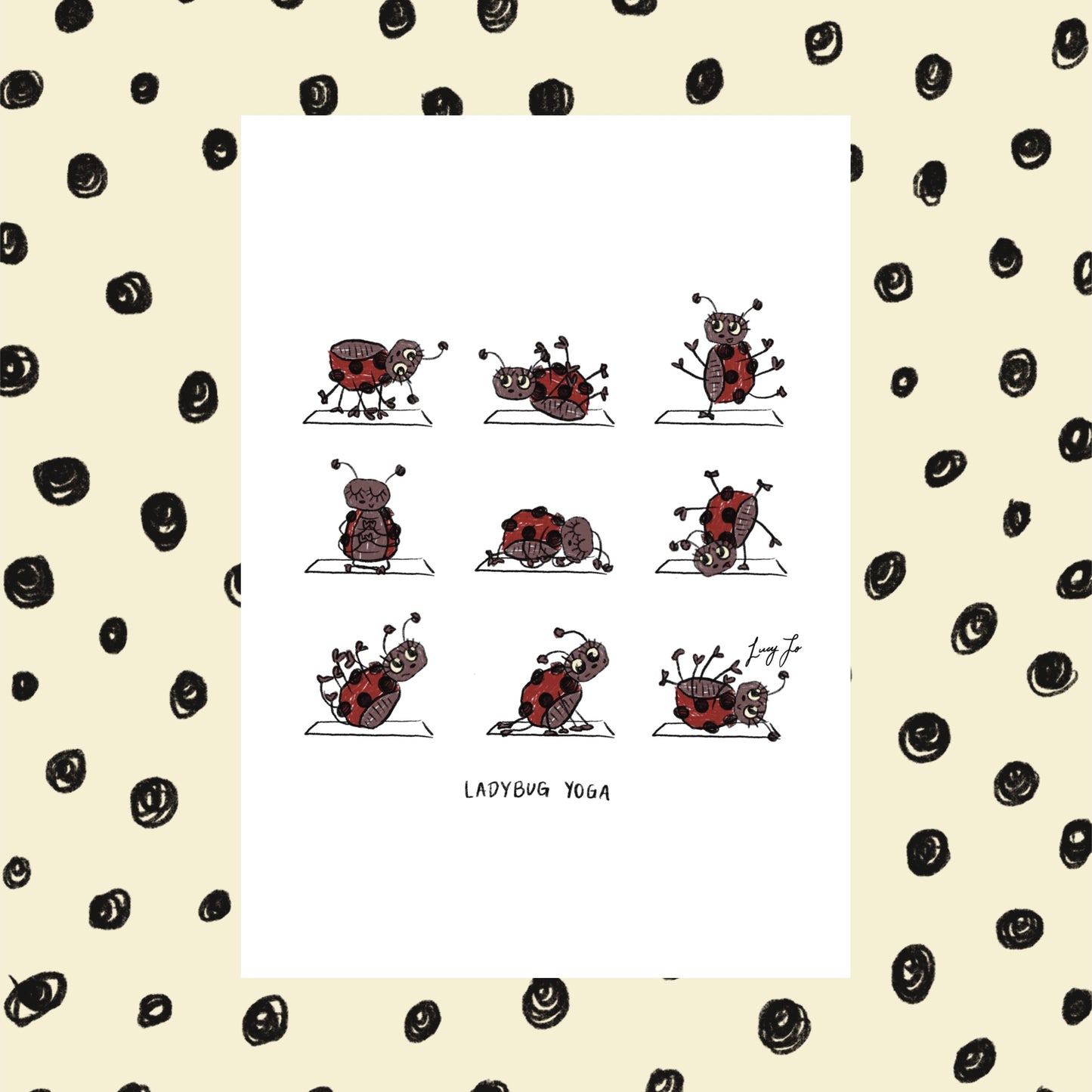 ‘ladybug yoga’ print