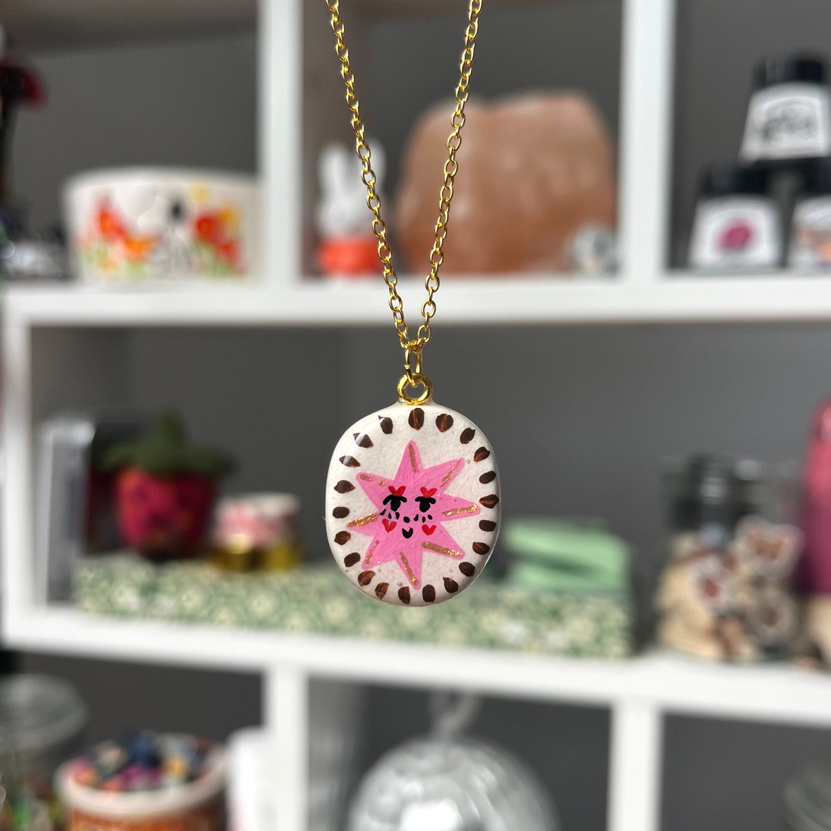 ‘the star lover’ clay necklace (gold)