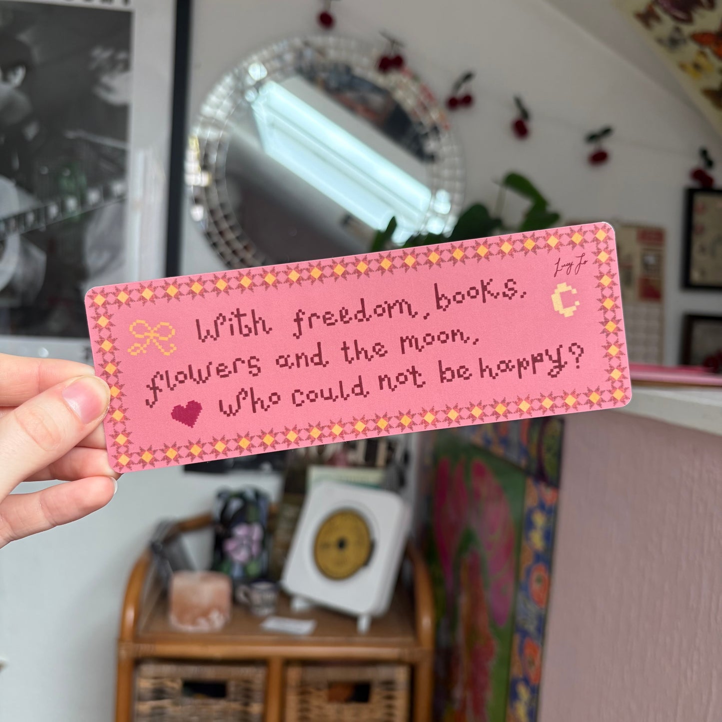 ‘who could not be happy?’ bookmark (pink)