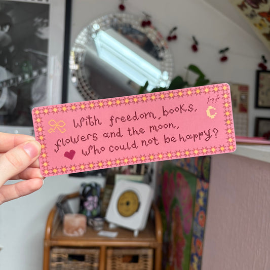 ‘who could not be happy?’ bookmark (pink)