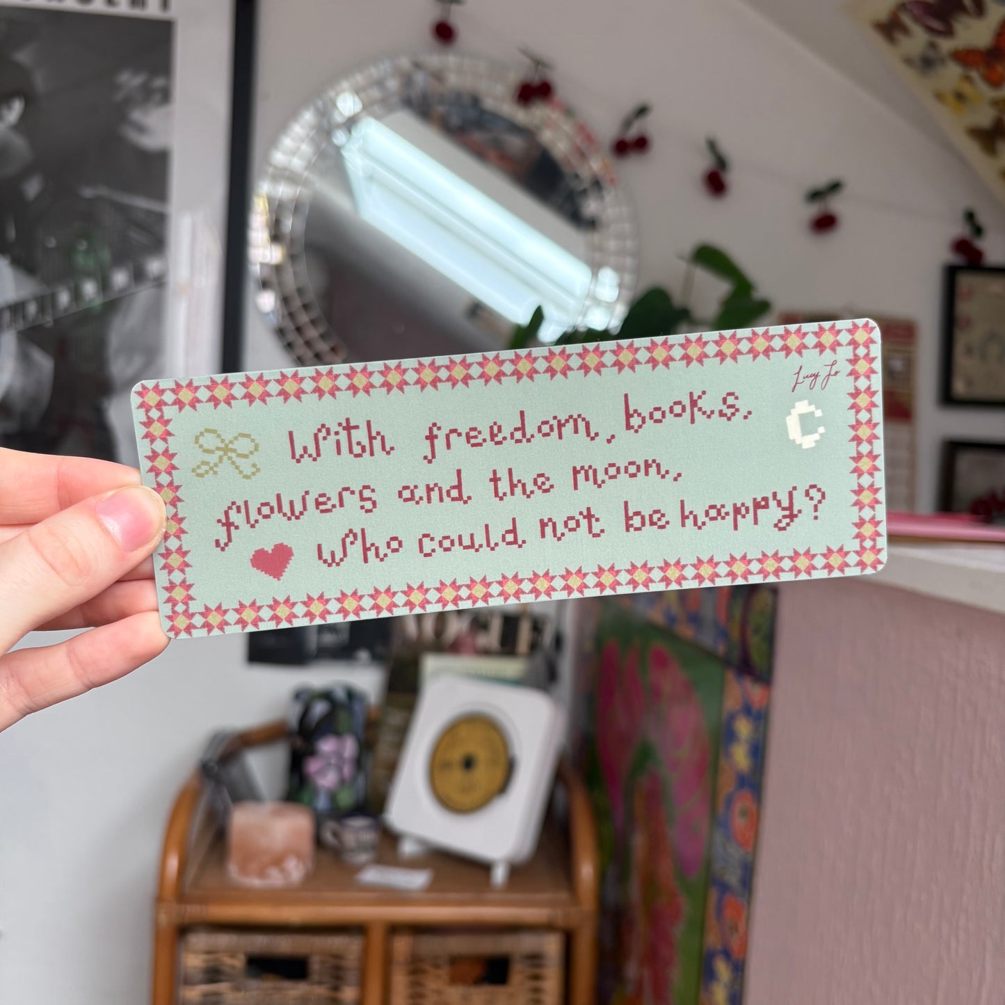 ‘who could not be happy?’ bookmark (blue)