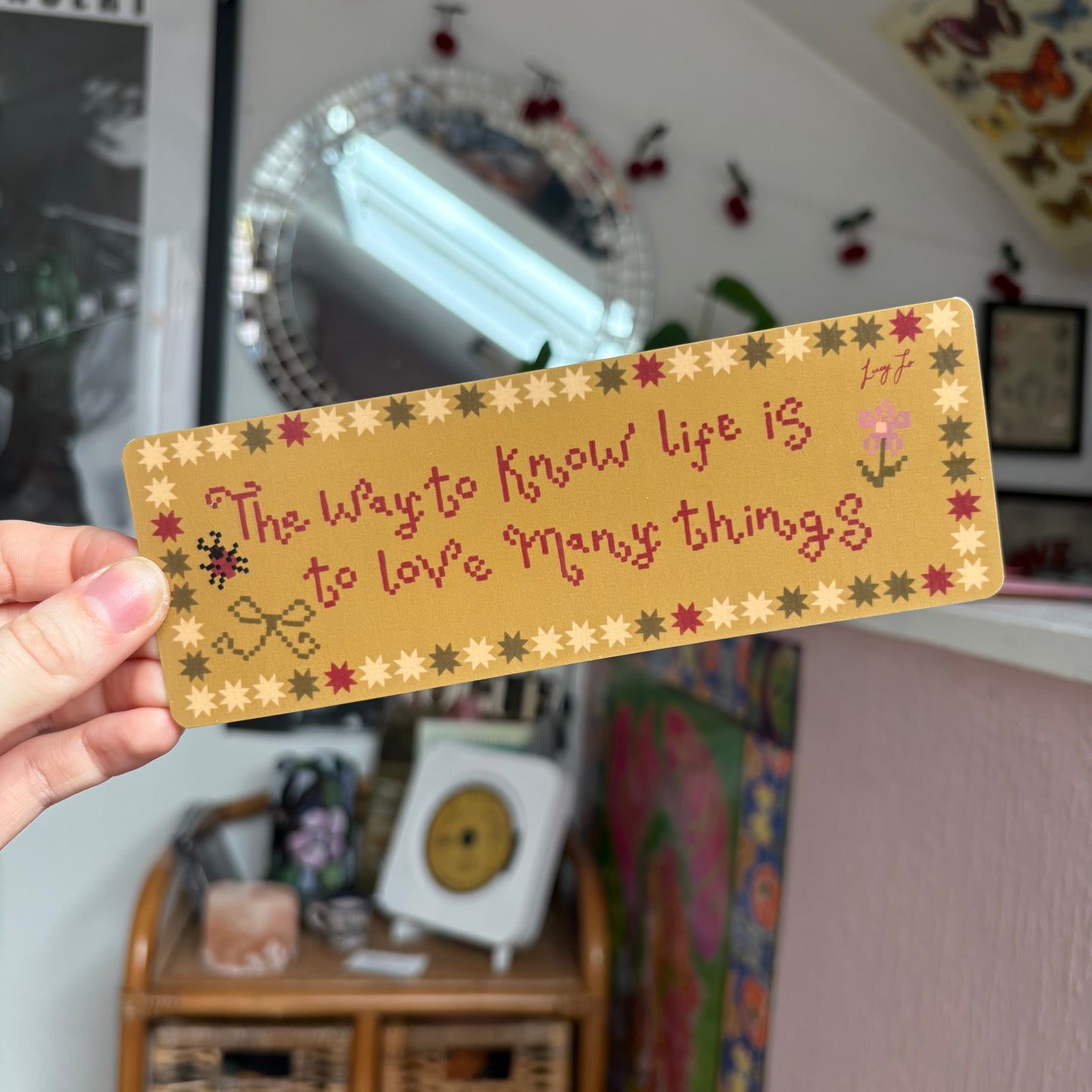 ‘love many things’ bookmark (green)