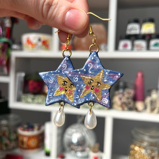 ‘star twins’ clay earrings (gold)