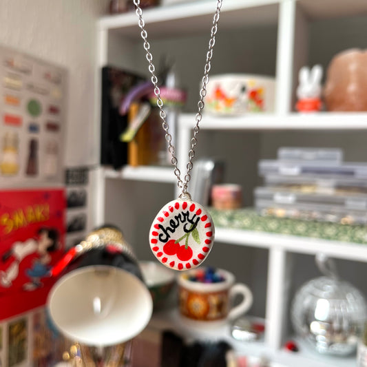 ‘cherry’ clay necklace (silver)