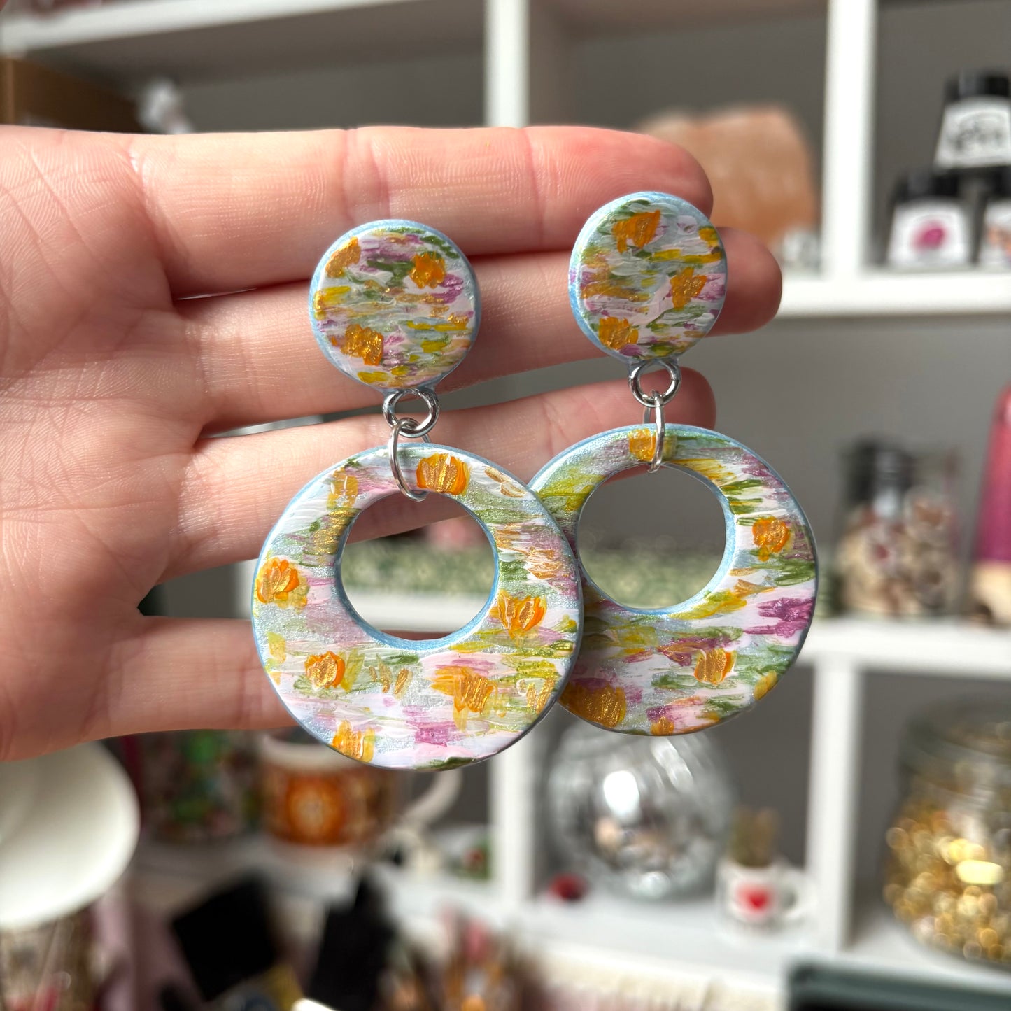 ‘claude monet’ clay earrings (silver)