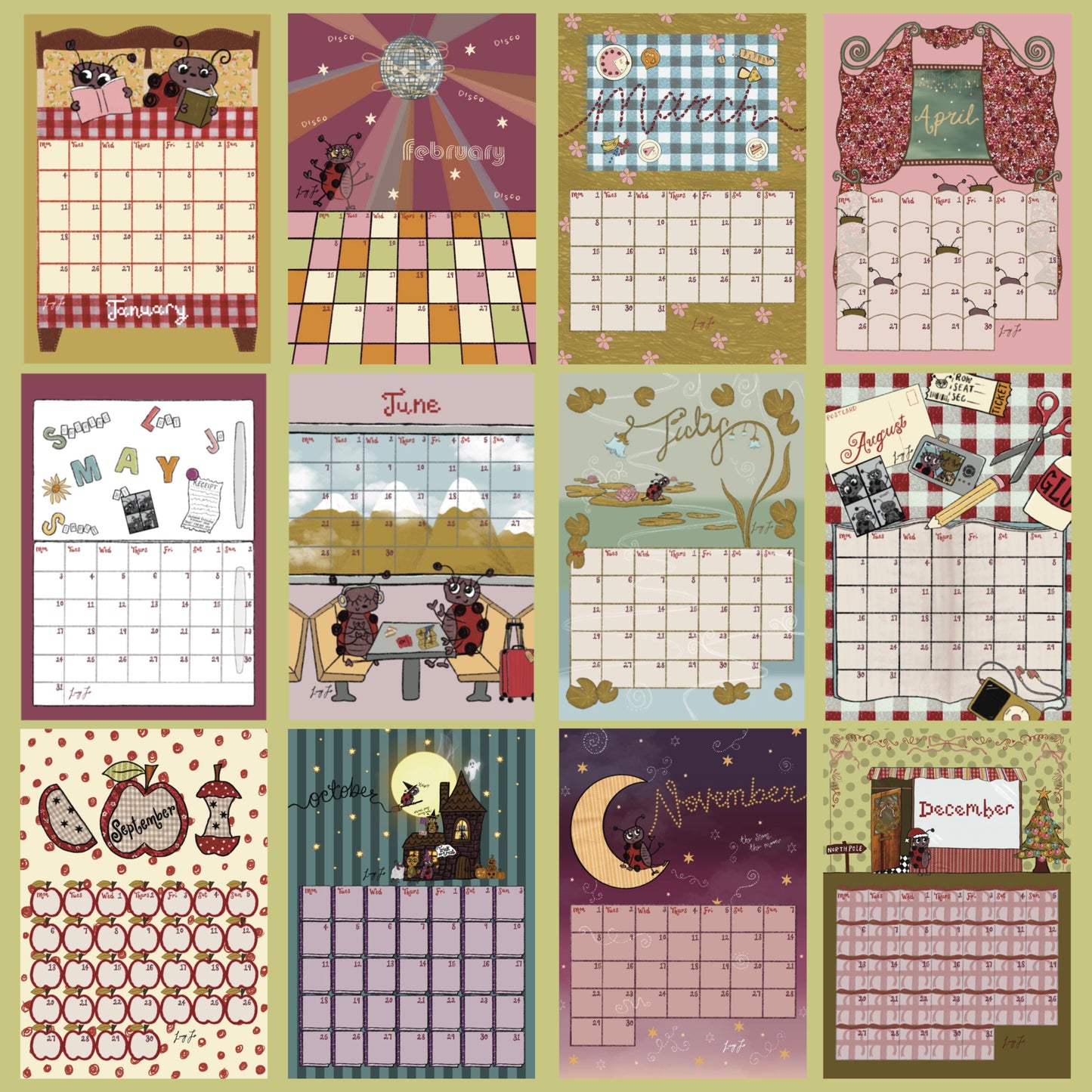 PREORDER: 2027 A4 lovebugs wall calendar